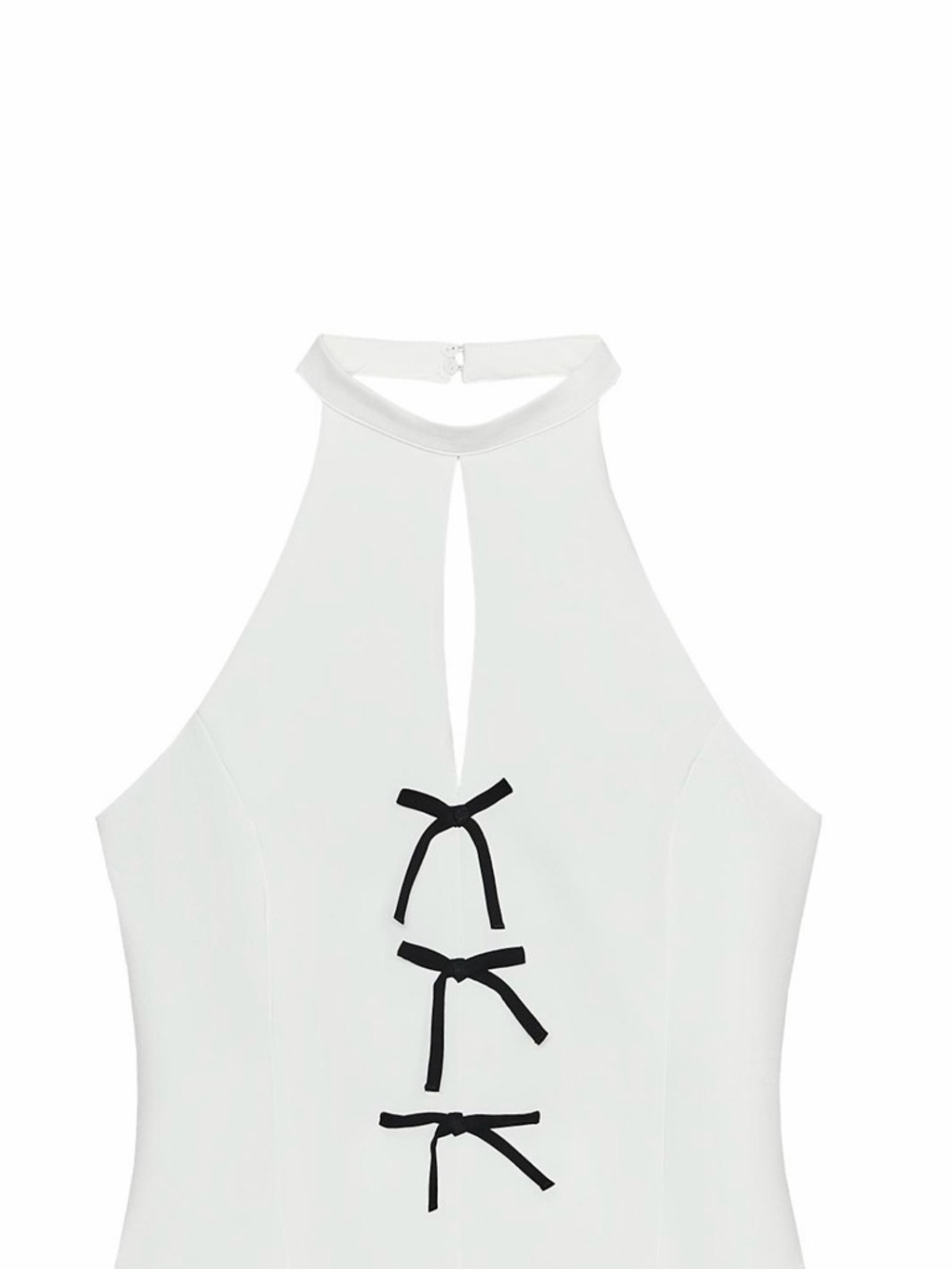 Zara White Halter Top with Black Bow Details